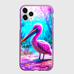 Чехол iPhone 11 Pro матовый Пеликан в сказачном лесу