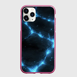 Чехол iPhone 11 Pro матовый Синий свет из черной плиты, цвет: 3D-малиновый