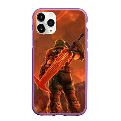 Чехол iPhone 11 Pro матовый Палач рока и башня Doom, цвет: 3D-фиолетовый