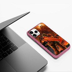 Чехол iPhone 11 Pro матовый Doom slayer and tower Doom, цвет: 3D-малиновый — фото 2