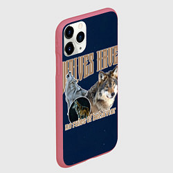 Чехол iPhone 11 Pro матовый Волки в ночи, цвет: 3D-малиновый — фото 2