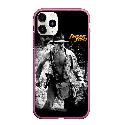 Чехол iPhone 11 Pro матовый Indiana Jones / 3D-Малиновый – фото 1