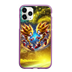 Чехол iPhone 11 Pro матовый Sonic and Shadow battle in space - movie, цвет: 3D-фиолетовый