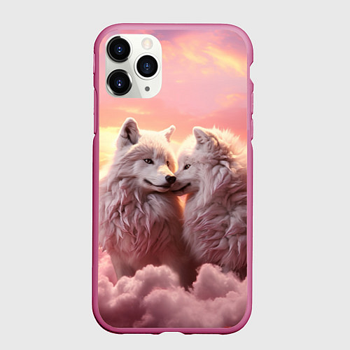Чехол iPhone 11 Pro матовый Волчья страсть / 3D-Малиновый – фото 1