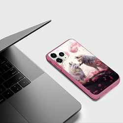 Чехол iPhone 11 Pro матовый Волчья гармония, цвет: 3D-малиновый — фото 2
