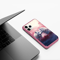 Чехол iPhone 11 Pro матовый Волчья пара, цвет: 3D-малиновый — фото 2