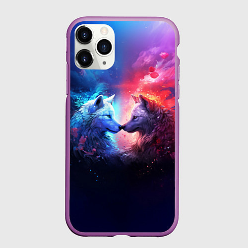 Чехол iPhone 11 Pro матовый Любовь хищников / 3D-Фиолетовый – фото 1