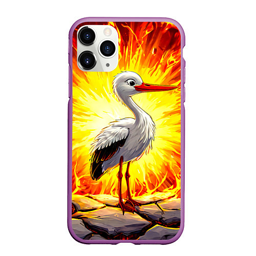 Чехол iPhone 11 Pro матовый Аист в огне / 3D-Фиолетовый – фото 1