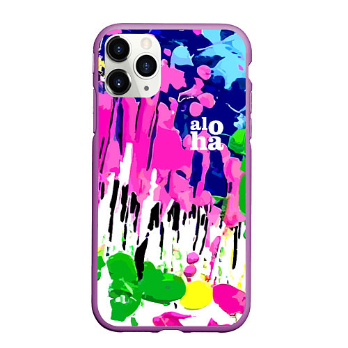 Чехол iPhone 11 Pro матовый Colorful abstraction - aloha / 3D-Фиолетовый – фото 1