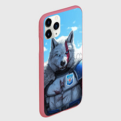 Чехол iPhone 11 Pro матовый Волк русский, цвет: 3D-малиновый — фото 2