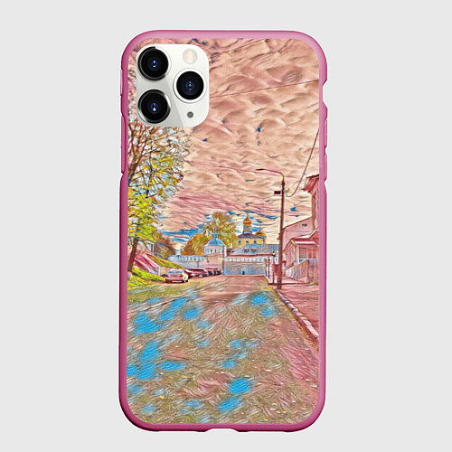 Чехол iPhone 11 Pro матовый Старый город / 3D-Малиновый – фото 1