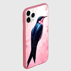 Чехол iPhone 11 Pro матовый Ласточка в розовом, цвет: 3D-малиновый — фото 2