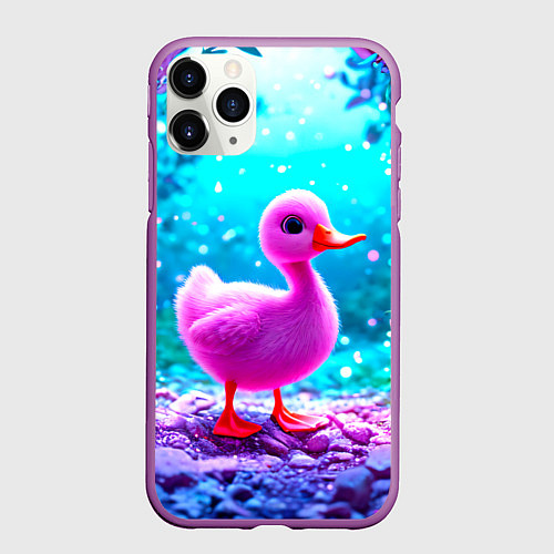 Чехол iPhone 11 Pro матовый Утеночек / 3D-Фиолетовый – фото 1