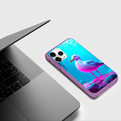 Чехол iPhone 11 Pro матовый Подводная чайка, цвет: 3D-фиолетовый — фото 2