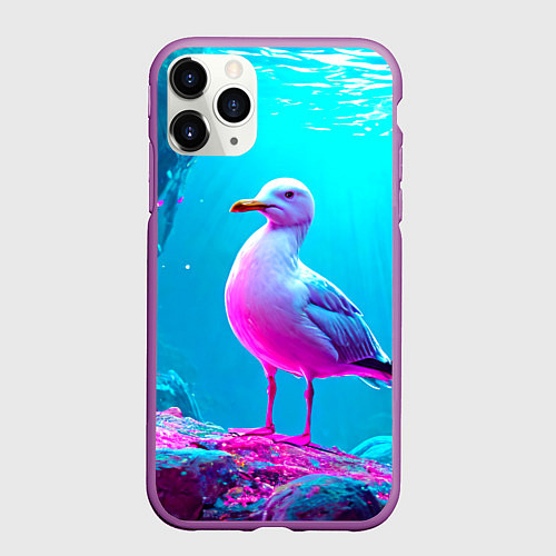 Чехол iPhone 11 Pro матовый Подводная чайка / 3D-Фиолетовый – фото 1