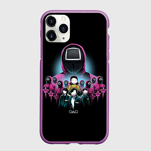 Чехол iPhone 11 Pro матовый Персонажи в Sguid game / 3D-Фиолетовый – фото 1