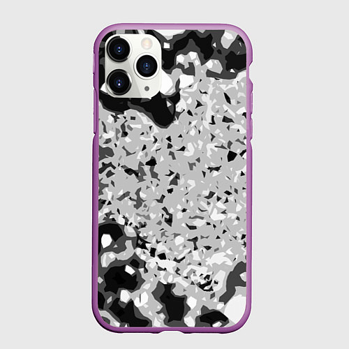 Чехол iPhone 11 Pro матовый Чёрно-белая абстракция / 3D-Фиолетовый – фото 1
