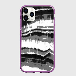 Чехол iPhone 11 Pro матовый Чёрно-белая абстракция, цвет: 3D-фиолетовый
