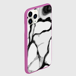 Чехол iPhone 11 Pro матовый Чёрные абстрактные полосы на белом фоне, цвет: 3D-фиолетовый — фото 2