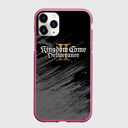 Чехол iPhone 11 Pro матовый Kingdom come 2 - монохромный / 3D-Малиновый – фото 1