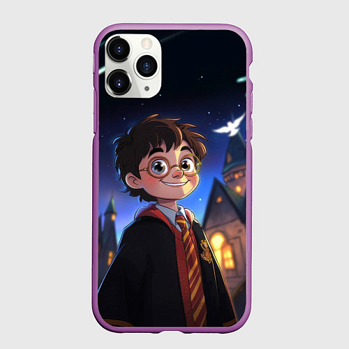 Чехол iPhone 11 Pro матовый Гарри Поттер и кометы / 3D-Фиолетовый – фото 1