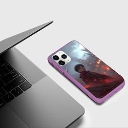 Чехол iPhone 11 Pro матовый Гарри Поттер горящий замок, цвет: 3D-фиолетовый — фото 2