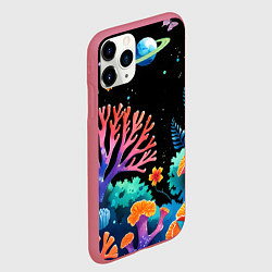 Чехол iPhone 11 Pro матовый Космический подводный мир, цвет: 3D-малиновый — фото 2