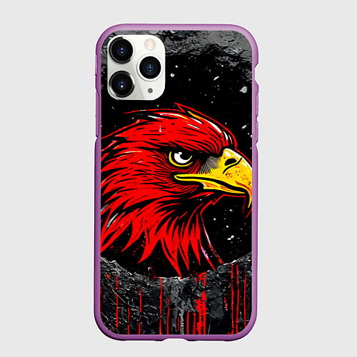 Чехол iPhone 11 Pro матовый Орел Атланта Хокс в стене / 3D-Фиолетовый – фото 1
