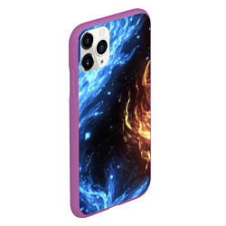 Чехол iPhone 11 Pro матовый Лед и огонь текстура, цвет: 3D-фиолетовый — фото 2