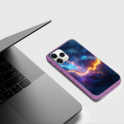 Чехол iPhone 11 Pro матовый Космическая молния текстура, цвет: 3D-фиолетовый — фото 2