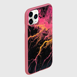 Чехол iPhone 11 Pro матовый Абстрактные молнии текстура, цвет: 3D-малиновый — фото 2