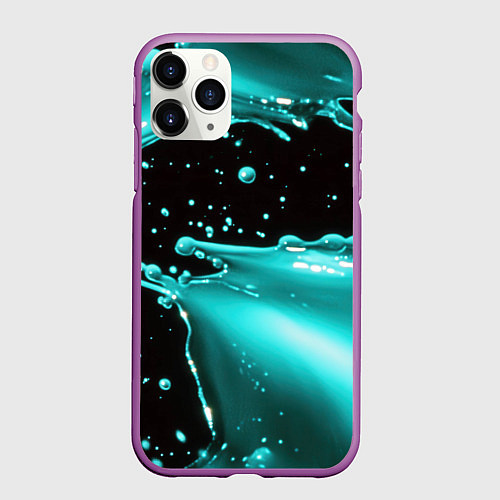 Чехол iPhone 11 Pro матовый Разрыв голубой краски / 3D-Фиолетовый – фото 1