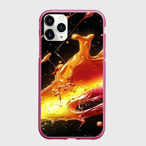 Чехол iPhone 11 Pro матовый Динамичная краска текстура / 3D-Малиновый – фото 1