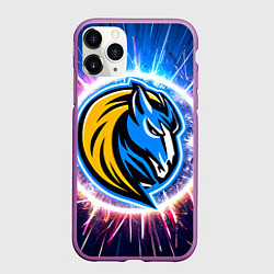 Чехол iPhone 11 Pro матовый Даллас Маверикс логотип в искрах, цвет: 3D-фиолетовый