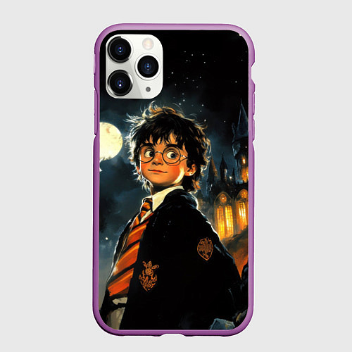 Чехол iPhone 11 Pro матовый Гарри Поттер глубокая ночь / 3D-Фиолетовый – фото 1