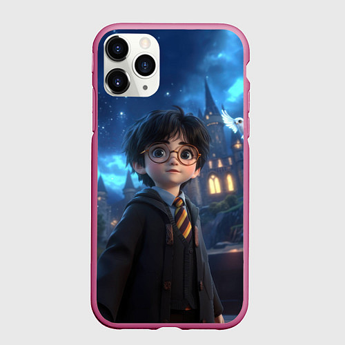 Чехол iPhone 11 Pro матовый Гарри Поттер в галстуке / 3D-Малиновый – фото 1