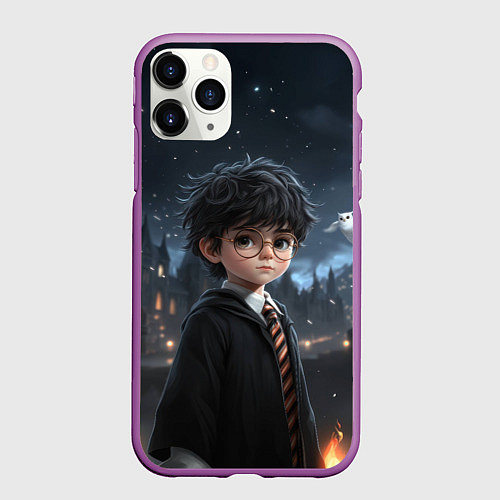 Чехол iPhone 11 Pro матовый Серьезный Гарри Поттер / 3D-Фиолетовый – фото 1