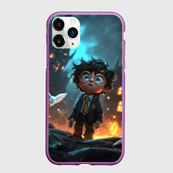 Чехол iPhone 11 Pro матовый Маленький удивленный Гарри Поттер, цвет: 3D-фиолетовый