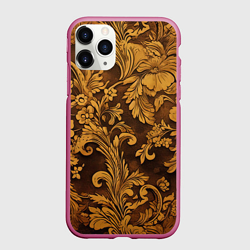 Чехол iPhone 11 Pro матовый Рубленный узор / 3D-Малиновый – фото 1