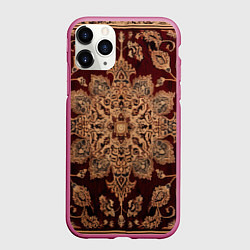 Чехол iPhone 11 Pro матовый Симметричный узор, цвет: 3D-малиновый