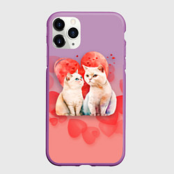 Чехол iPhone 11 Pro матовый Мурчащая любовь, цвет: 3D-фиолетовый