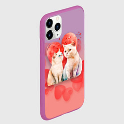Чехол iPhone 11 Pro матовый Мурчащая любовь, цвет: 3D-фиолетовый — фото 2