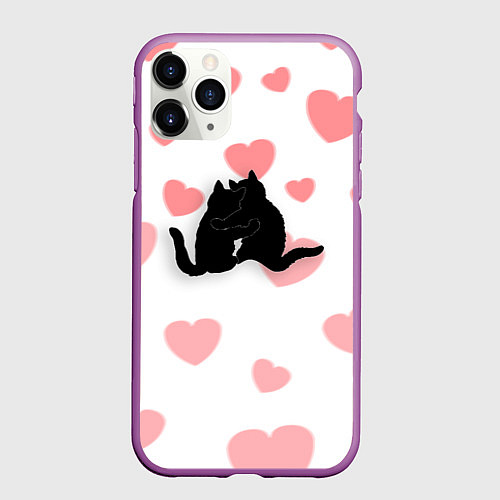 Чехол iPhone 11 Pro матовый Любовные объятия / 3D-Фиолетовый – фото 1