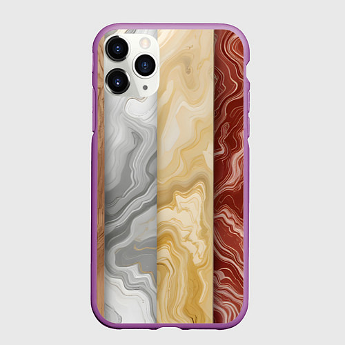 Чехол iPhone 11 Pro матовый Мрамор и дерево / 3D-Фиолетовый – фото 1