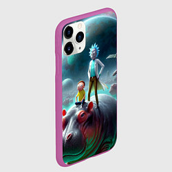 Чехол iPhone 11 Pro матовый Рик и Морти сидят на бегемоте - нейроарт фантазия, цвет: 3D-фиолетовый — фото 2