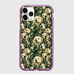 Чехол iPhone 11 Pro матовый Камуфляжные собаки, цвет: 3D-фиолетовый