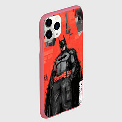 Чехол iPhone 11 Pro матовый Бэтмен граффити на стене, цвет: 3D-малиновый — фото 2