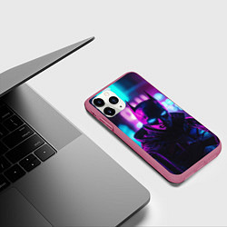 Чехол iPhone 11 Pro матовый Бэтмен светящиеся глаза, цвет: 3D-малиновый — фото 2