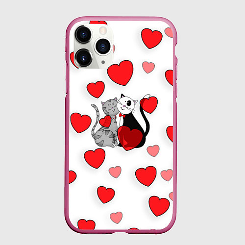 Чехол iPhone 11 Pro матовый Атмосфера любви / 3D-Малиновый – фото 1