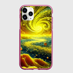 Чехол iPhone 11 Pro матовый Neon galaxy - ai art fantasy
